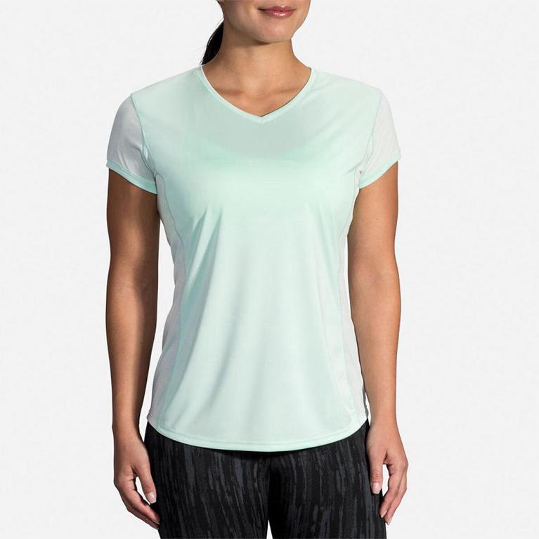 Brooks Women's STEALTH Short Sleeve Running Shirt - Green - Canada (UEDYX-9357)